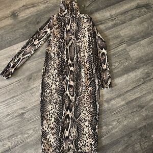 Zara Snake Print Turtleneck Midi Dress Size S